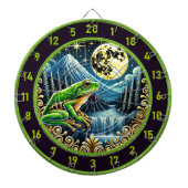 Groene gouden kikker schijnt onder de maan dartbord (Voorkant)