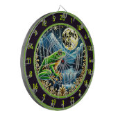 Groene gouden kikker schijnt onder de maan dartbord (Voorkant Links)