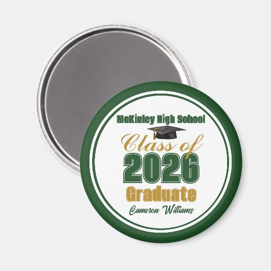 Groene Gouden Klas van 2026 Afstudeercadeau Magneet (Voorkant / Achterkant)