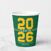 Groene & Gouden Klasse van Gepersonaliseerd Afstud Papieren Bekers (Achterkant)
