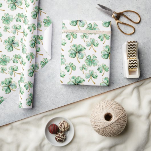 Groene Gouden Klaver St. Patrick's Dag Cadeaupapier (Crafts)