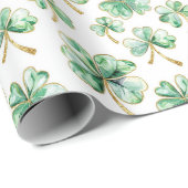 Groene Gouden Klaver St. Patrick's Dag Cadeaupapier (Rol Hoek)