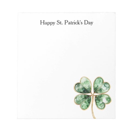 Groene Gouden Klaver St. Patrick's Dag Notitieblok (Voorkant)