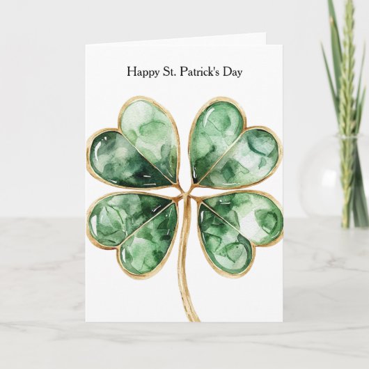 Groene Gouden Klaver St. Patrick's Day Kaart (Voorkant)