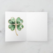 Groene Gouden Klaver St. Patrick's Day Kaart (Binnen)