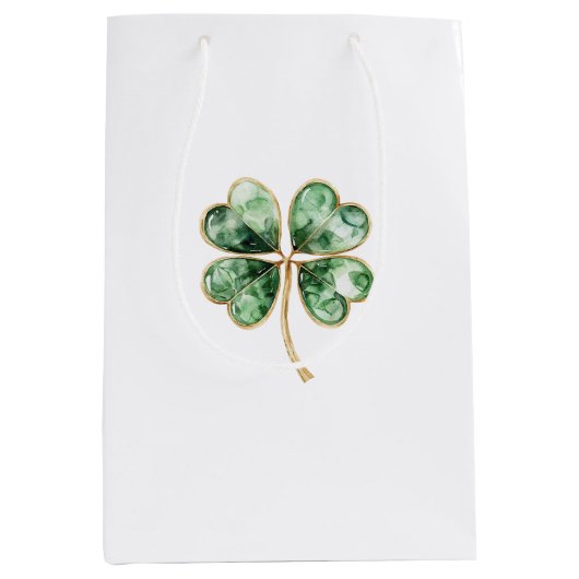 Groene Gouden Klaver St. Patrick's Day Medium Cadeauzakje (Voorkant)
