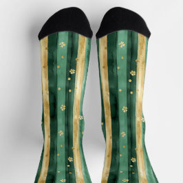Groene Gouden Klaver St. Patrick's Day Strepen Sokken