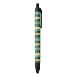 Groene Gouden Klaver St. Patrick's Day Strepen Zwarte Inkt Pen