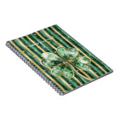 Groene Gouden Klaver Strepen Notitieboek (Rechterzijde)