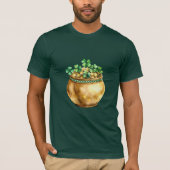 Groene Gouden Klaverblad Pot met Goud T-shirt (Voorkant)