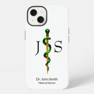 Groene Gouden Kruidkundige Staf van Asclepius Medi iPhone 13 Hoesje