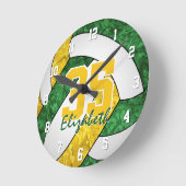 Groene gouden meisjes volleybalkamer ronde klok (Hoek)