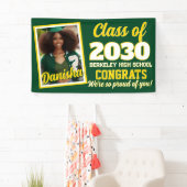 Groene Gouden Monogram Foto Afstudeerbanner Spandoek (Insitu)