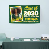 Groene Gouden Monogram Foto Afstudeerbanner Spandoek (Beurs)