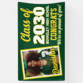 Groene Gouden Monogram Foto Afstudeerbanner Spandoek (Verticaal)