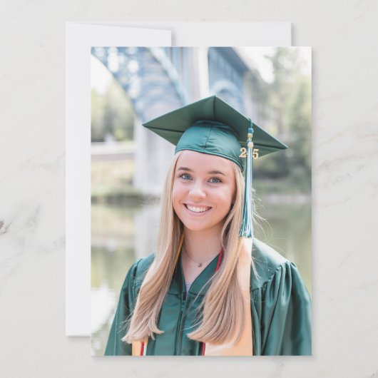 Groene Gouden Munten Financiën Afstudeerfeest Foto Kaart (Achterkant)