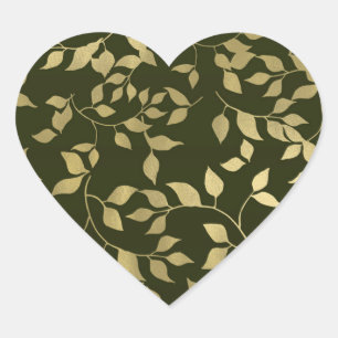 Groene & Gouden Nepfolie Botanische Bladeren Bruil Hart Sticker
