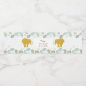 Groene & Gouden Olifant Safari | BABY SHOWER Waterfles Etiket (Enkel label)
