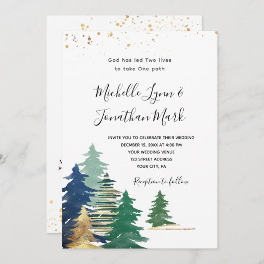 Groene gouden Paarse bomen in één keer Kaart (Voorkant / Achterkant)