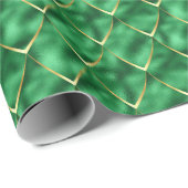 Groene Gouden Parel Zeemeermin Dragon Schalen Patr Cadeaupapier (Rol Hoek)