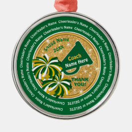 Groene gouden persoonlijke Cheerlead Coach-cadeaus Metalen Ornament