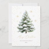 Groene Gouden Pijnboom Kerstkaart (Voorkant)