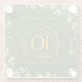 Groene & Gouden School College Class Reunion Glazen Onderzetter (Achterkant)