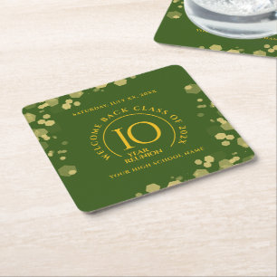 Groene & Gouden School College Class Reunion Kartonnen Onderzetters