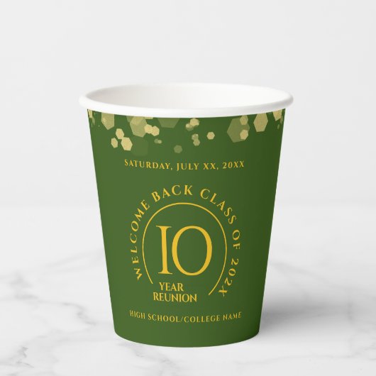 Groene & Gouden School College Class Reunion Papieren Bekers (Voorkant)