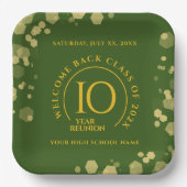 Groene & Gouden School College Class Reunion Papieren Bordje (Voorkant)