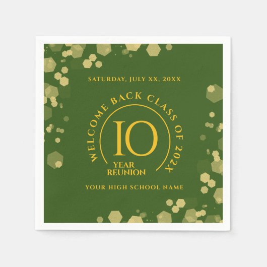 Groene & Gouden School College Class Reunion Servet (Voorkant)