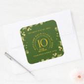 Groene & Gouden School College Class Reunion Vierkante Sticker (Envelop)