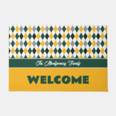Groene & gouden school kleuren Argyle patroon Deurmat (Voorkant)