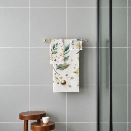 Groene Gouden Sneeuwvlok Bloemenvakantie Bad Handdoek