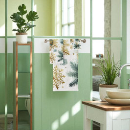 Groene Gouden Sneeuwvlok Bloemenvakantie Bad Handdoek