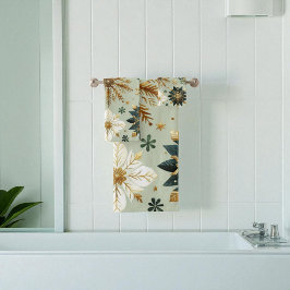 Groene Gouden Sneeuwvlok Bloemenvakantie Bad Handdoek