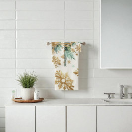 Groene Gouden Sneeuwvlok Bloemenvakantie Bad Handdoek