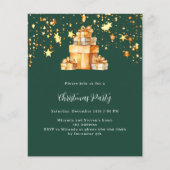 Groene gouden sterren cadeaus Kerstfeest uitnodigi (Voorkant)