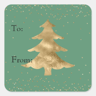 Groene gouden Stippen kerstboom Vierkante Sticker