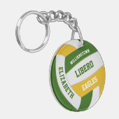 groene gouden teamkleuren gepersonaliseerd volleyb sleutelhanger (Voorkant Links)