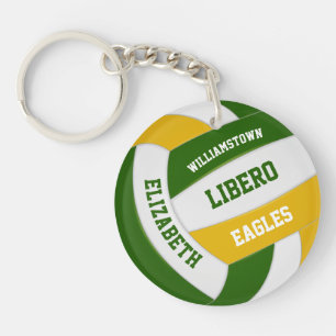 groene gouden teamkleuren gepersonaliseerd volleyb sleutelhanger