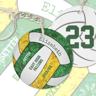 groene gouden teamkleuren gepersonaliseerd volleyb sleutelhanger