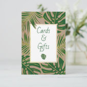 Groene, gouden tropische blaadkaarten en cadeaubor kaart (Staand voorkant)