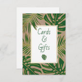 Groene, gouden tropische blaadkaarten en cadeaubor kaart (Voorkant / Achterkant)