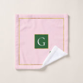 Groene, gouden tropische bladeren en monogram roze bad handdoek (Wasdoekje)