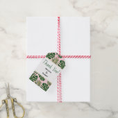 Groene, gouden tropische bladeren roze bruiloft Be Cadeaulabel (Met Touw)