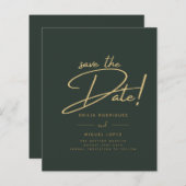 Groene Gouden Trouwkaart Save the Date Kaarten (Voorkant / Achterkant)