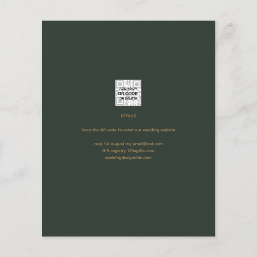 Groene Gouden Trouwkaart Save the Date Kaarten (Achterkant)