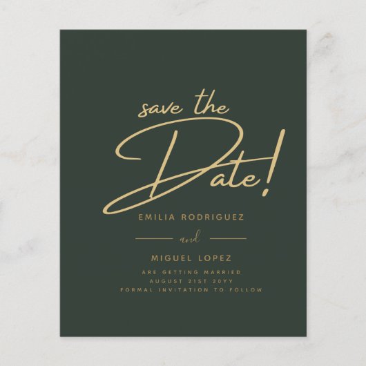 Groene Gouden Trouwkaart Save the Date Kaarten (Voorkant)