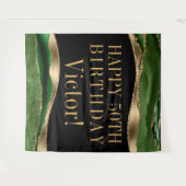 Groene gouden verjaardagsfeest achtergrond voor ma wandkleed (Voorkant (horizontaal))